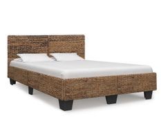 Lit adulte rotin naturel et manguier massif Karl 160x200 cm