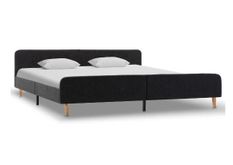 Lit adulte tissu gris foncé et pieds métal Yoss 180x200 cm