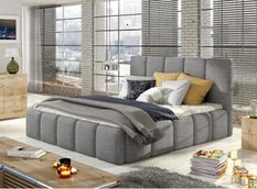 Lit adulte Vika – Tissu chiné capitonné