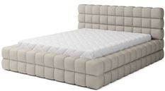 Lit avec coffre de rangement Kaizer prestige – Revêtement tissu à bouclettes capitonné