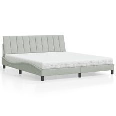 Lit avec matelas gris clair 180x200 cm velours