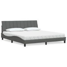 Lit avec matelas gris foncé 180x200 cm tissu