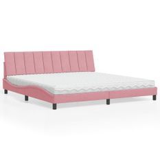 Lit avec matelas rose 200x200 cm velours
