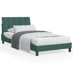 Lit avec matelas vert foncé 100x200 cm velours