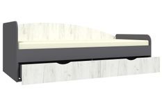 Lit banquette avec 2 tiroirs bois gris et blanc Arade 90x200 cm