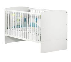 Lit bébé évolutif 70x140 cm bois laqué blanc Basic