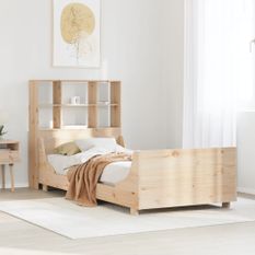 Lit bibliothèque sans matelas 75x190 cm bois massif