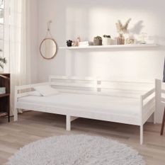 Lit Blanc Bois de pin massif 90x200 cm 4