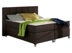 Lit boxspring 140x200 cm simili cuir marron Balfor