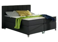 Lit boxspring 140x200 cm simili cuir noir Balfor