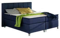 Lit boxspring 140x200 cm tissu bleu marine Balfor