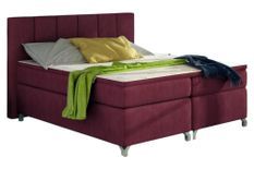 Lit boxspring 140x200 cm tissu bordeaux Balfor