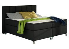 Lit boxspring 140x200 cm tissu noir Balfor