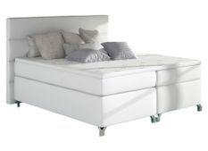 Lit boxspring 160x200 cm simili cuir blanc Mador