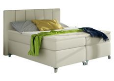 Lit boxspring 160x200 cm simili cuir crème Balfor