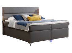 Lit boxspring 180x200 cm simili cuir gris foncé Mador