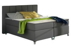 Lit boxspring 160x200 cm simili cuir gris Balfor