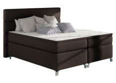 Lit boxspring 160x200 cm simili cuir marron Mador