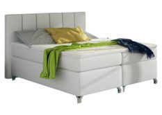 Lit boxspring 180x200 cm simili cuir blanc Balfor