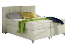 Lit boxspring 180x200 cm simili cuir crème Balfor