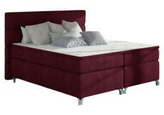 Lit boxspring 180x200 cm tissu bordeaux Mador