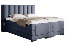 Lit boxspring électrique ARKOS en tissu ble lavande avec matelas et surmatelas