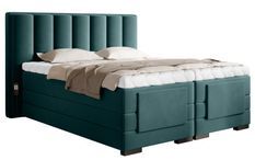 Lit boxspring électrique ARKOS en velours vert avec matelas et surmatelas