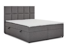 Lit boxspring tissu gris foncé avec matelas et surmatelas Lizen