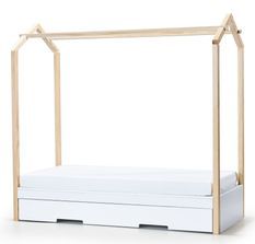 Lit cabane à tiroir bois massif clair et blanc Casa 90x190 cm