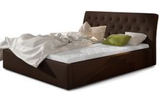 Lit capitonné avec coffre de rangement simili cuir marron Venizia