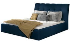 Lit capitonné avec rangement velours bleu foncé Klein