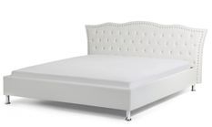 Lit capitonné similicuir blanc Ventus 140x190 cm
