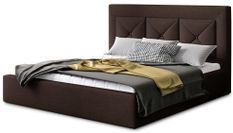 Lit design 140x200 cm tissu marron Clarin