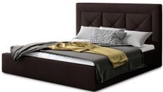 Lit design 160x200 cm velours marron fonce Clarin