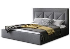 Lit design 180x200 cm tissu gris foncé Clarin