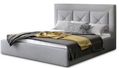 Lit design 200x200 cm tissu gris clair Clarin