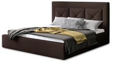 Lit design 200x200 cm tissu marron Clarin