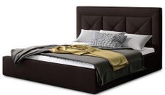 Lit design 200x200 cm velours marron foncé Clarin