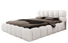 Lit coffre capitonné tissu boucle KINGSTONE – Luxe, confort et praticité réunis