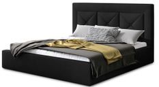 Lit coffre design 140x200 cm sommier relevable velours noir Clarin