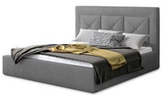 Lit coffre design 180x200 cm sommier relevable velours gris clair Clarin