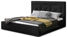 Lit coffre design 160x200 cm sommier relevable velours noir Clarin