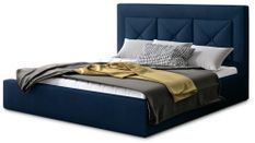 Lit coffre design 180x200 cm sommier relevable velours bleu foncé Clarin