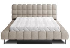 Lit coffre KOPA en tissu bouclette capitonné