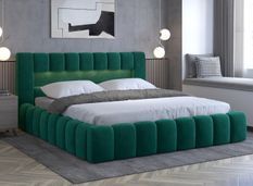 Lit coffre Luto prestige - Design tapissé velours et Led