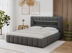 Lit coffre Luto prestige - Design tapissé velours et Led