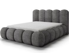 Lit coffre NOBU en tissu texturé avec tête de lit capitonnée
