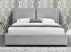 Lit coffre tissu gris clair Kelia 180x200 cm