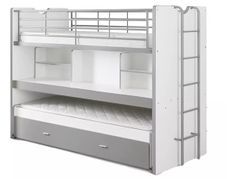 Lit combiné & superposé BONNY 90x200 – 3 couchages + bureau coulissant