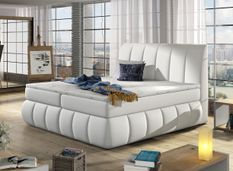 Lit continental simili cuir blanc Florencia